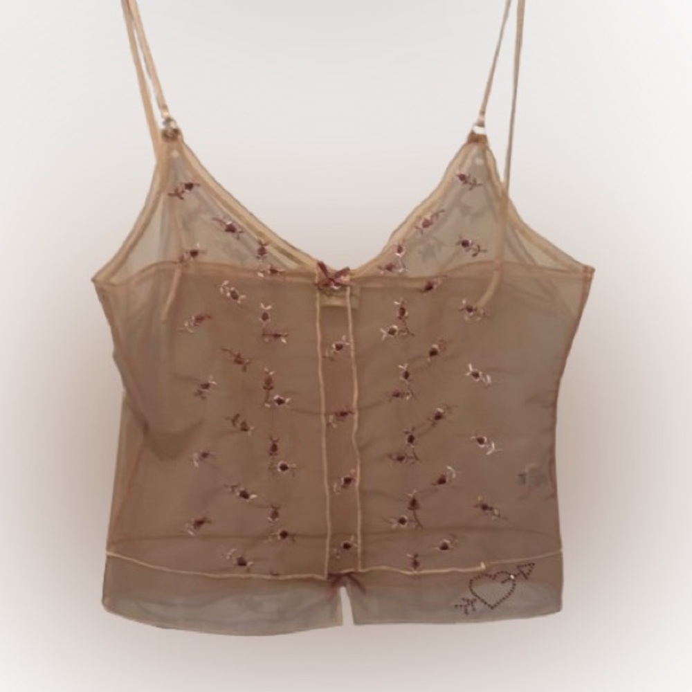 Super Cute Vintage Blugirl Blumarine Sheer Floral Embroidered Rhinestone Top 💘